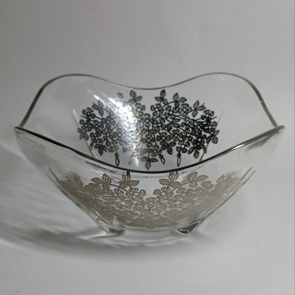 Viking Glass Silver Overlay Bowl 5inch Vintage Art Deco USA Made - Picture 6 of 6